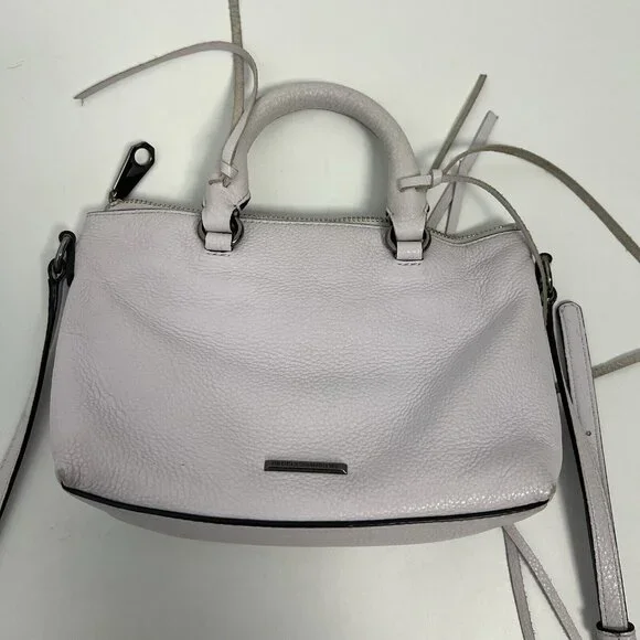 Rebecca Minkoff Purse Micro Moto Satchel Leather Fringe Crossbody Off White - Picture 8 of 15